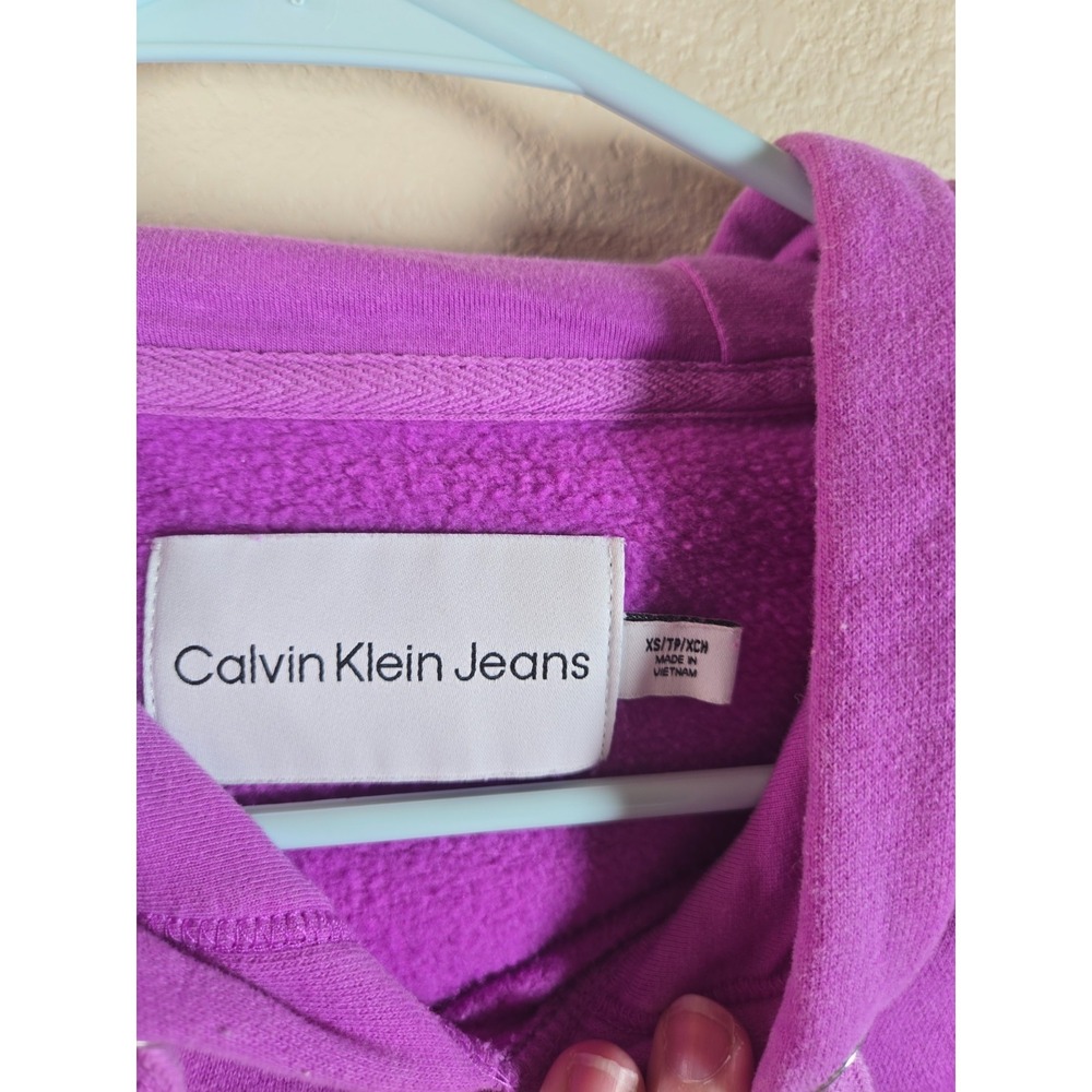 Calvin Klein Jeans Purple Logo Hoodie Crop Top Womens Size XS - Picture 5 of 6